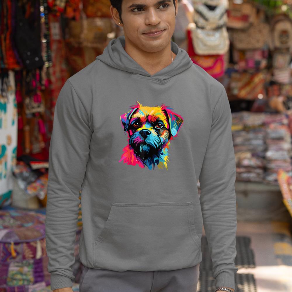 Watercolor Colorful Border Terrier Dog Hoodie - Image 7