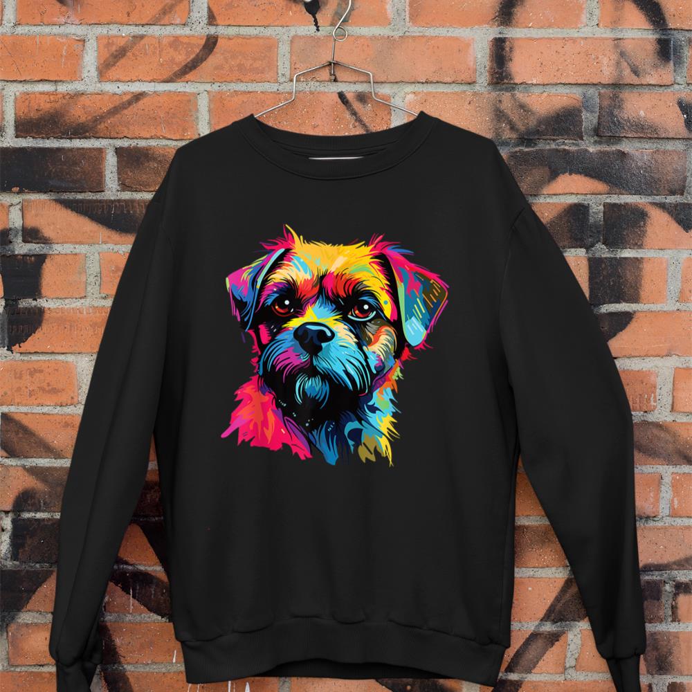 Watercolor Colorful Border Terrier Dog Sweatshirt
