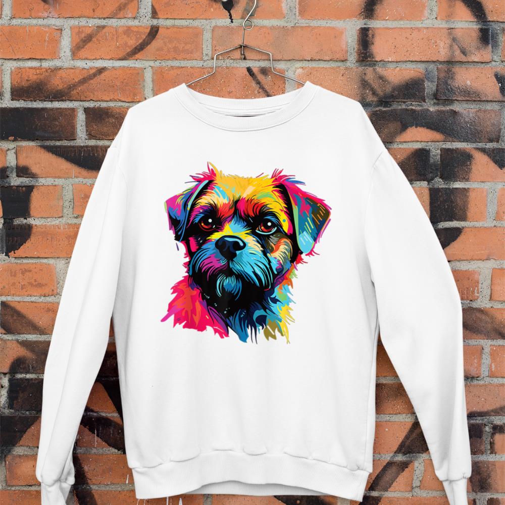 Watercolor Colorful Border Terrier Dog Sweatshirt - Image 3