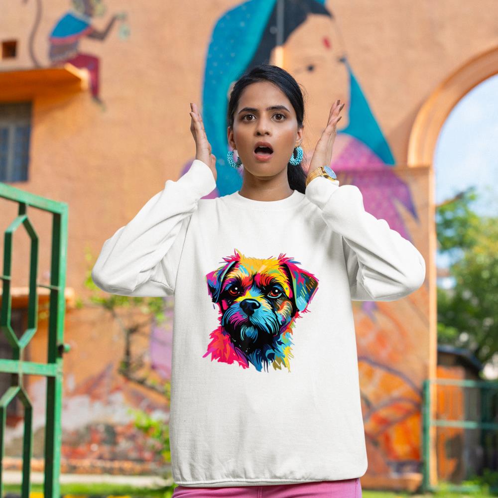 Watercolor Colorful Border Terrier Dog Sweatshirt - Image 4