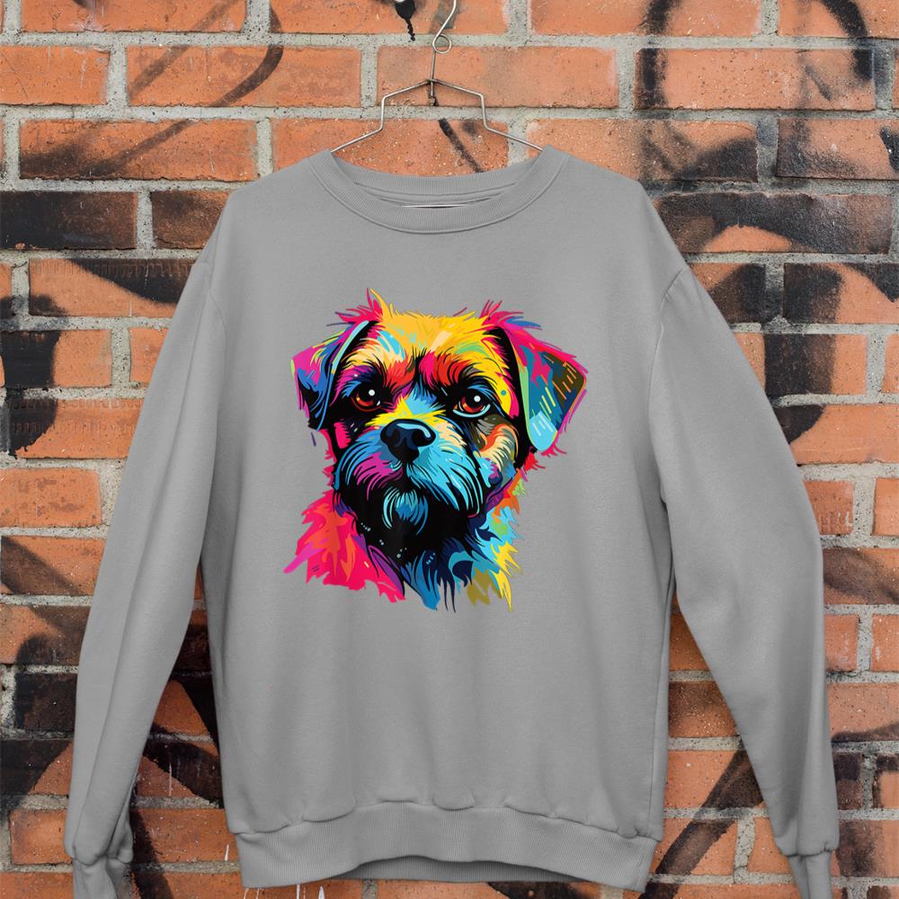 Watercolor Colorful Border Terrier Dog Sweatshirt - Image 5
