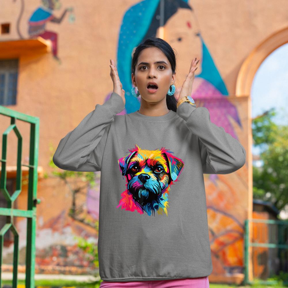Watercolor Colorful Border Terrier Dog Sweatshirt - Image 6