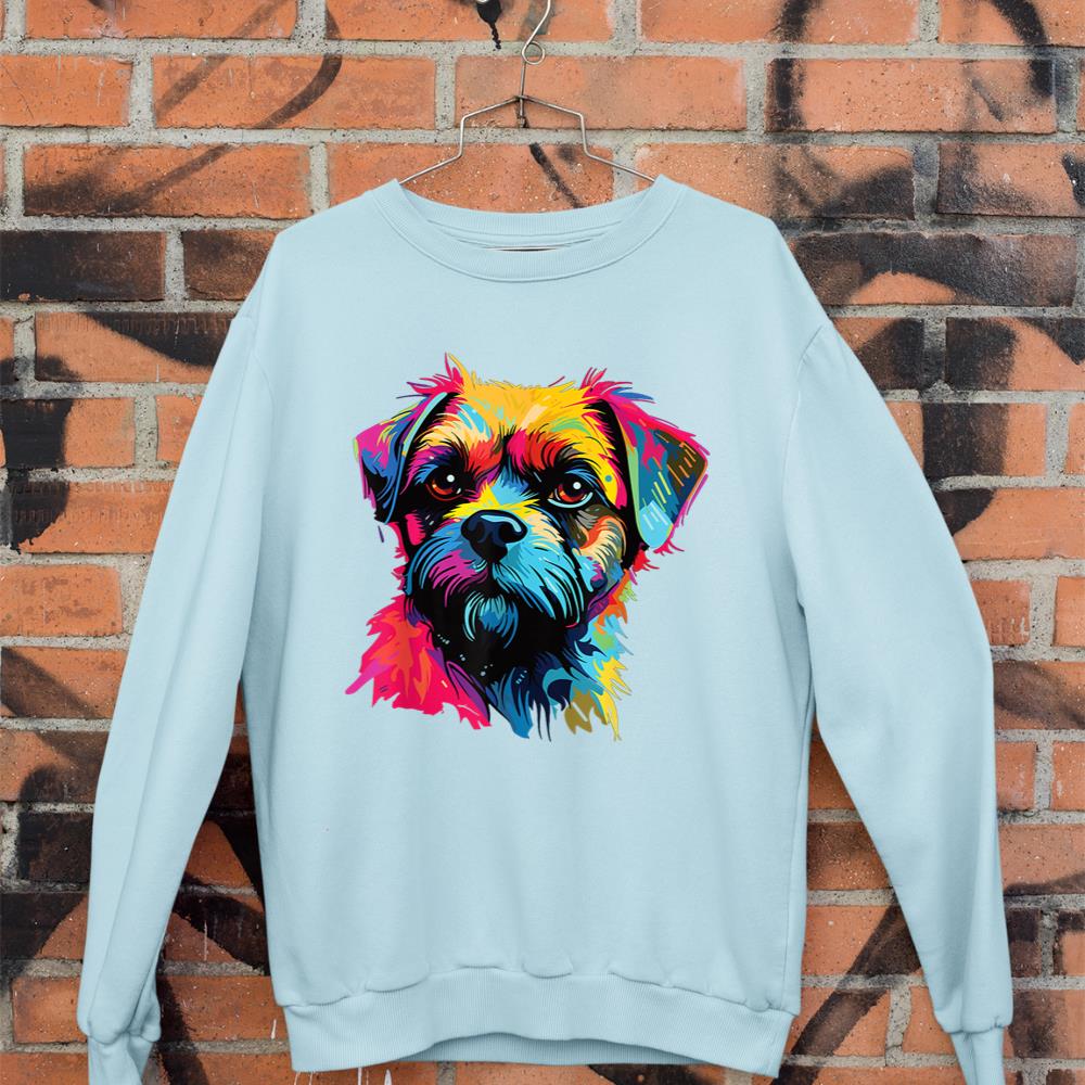 Watercolor Colorful Border Terrier Dog Sweatshirt - Image 9