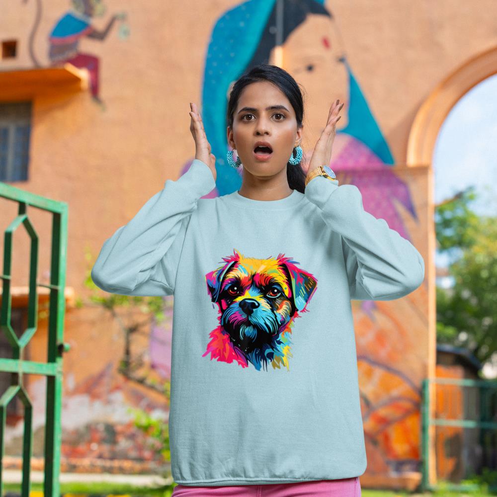 Watercolor Colorful Border Terrier Dog Sweatshirt - Image 10