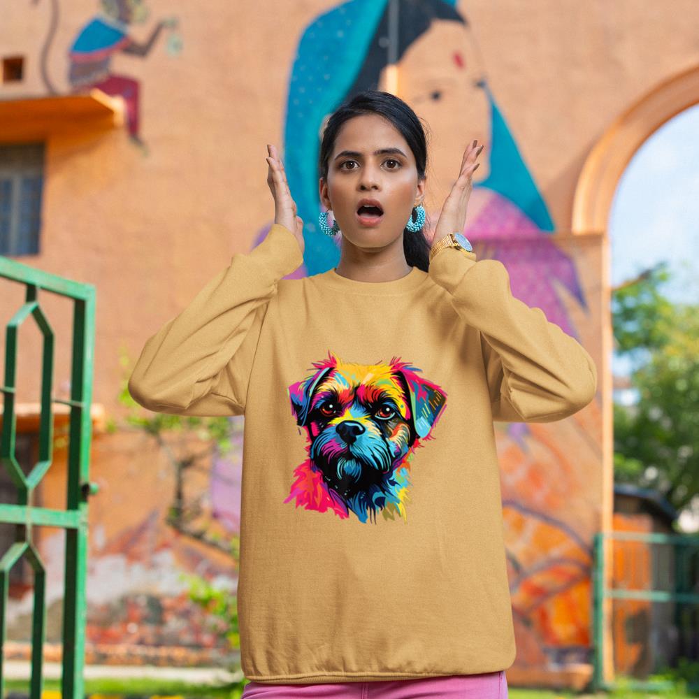 Watercolor Colorful Border Terrier Dog Sweatshirt - Image 12