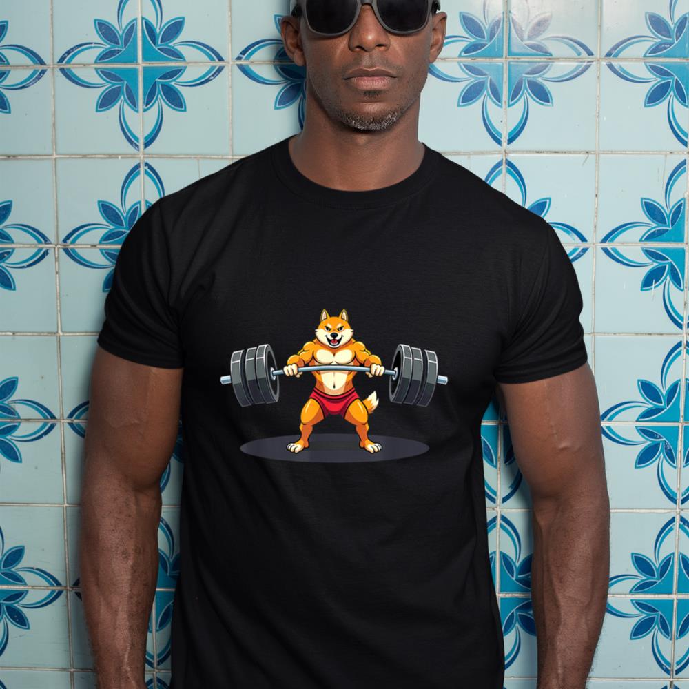 Workout Gym Shiba Inu Dog Deadlift Weightlifting T-Shirt - Image 3