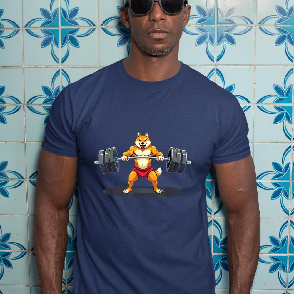 Workout Gym Shiba Inu Dog Deadlift Weightlifting T-Shirt - Image 9