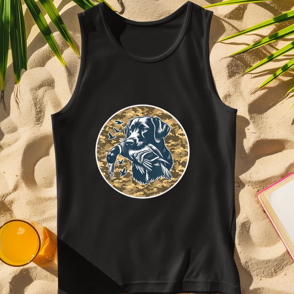 Waterfowl Hunting Camouflage Camo Duck Hunter With Dog Tank Top