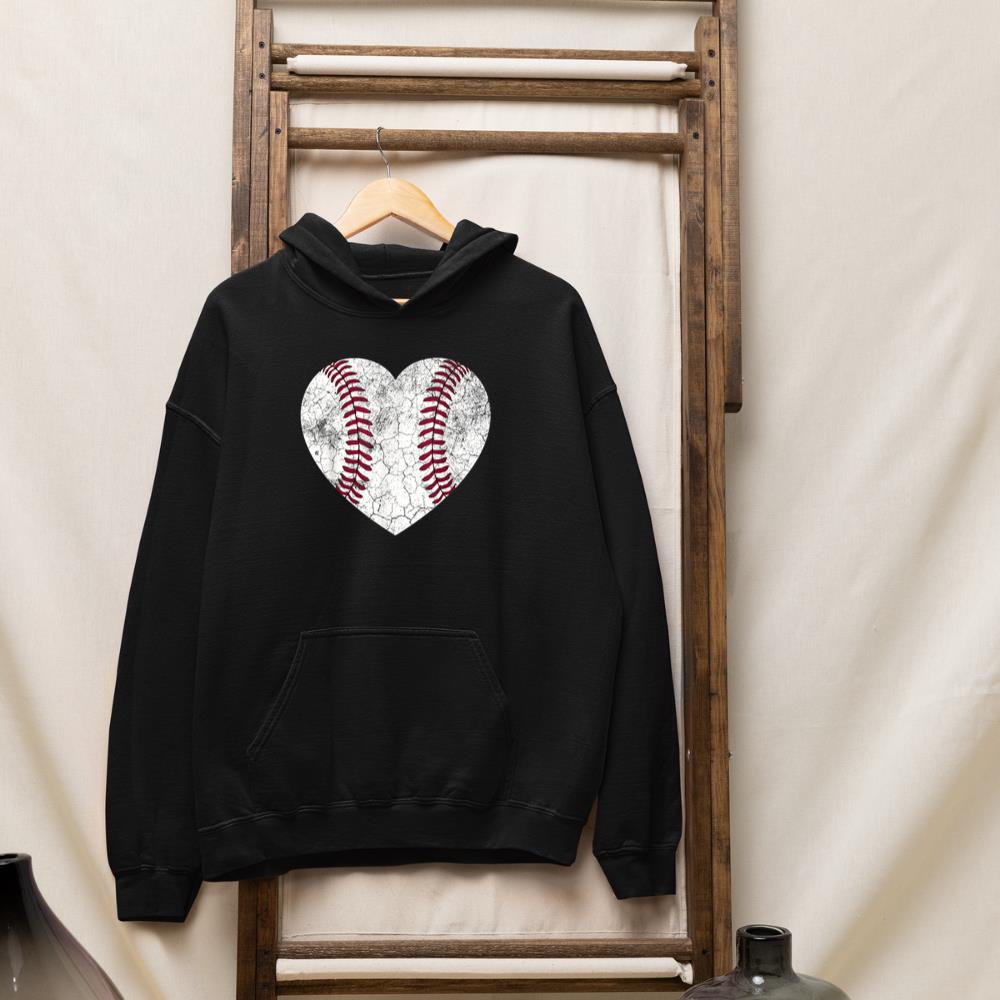 Baseball Heart Shirt Cute Mom Dad Men Women Softball Gift Hoodie