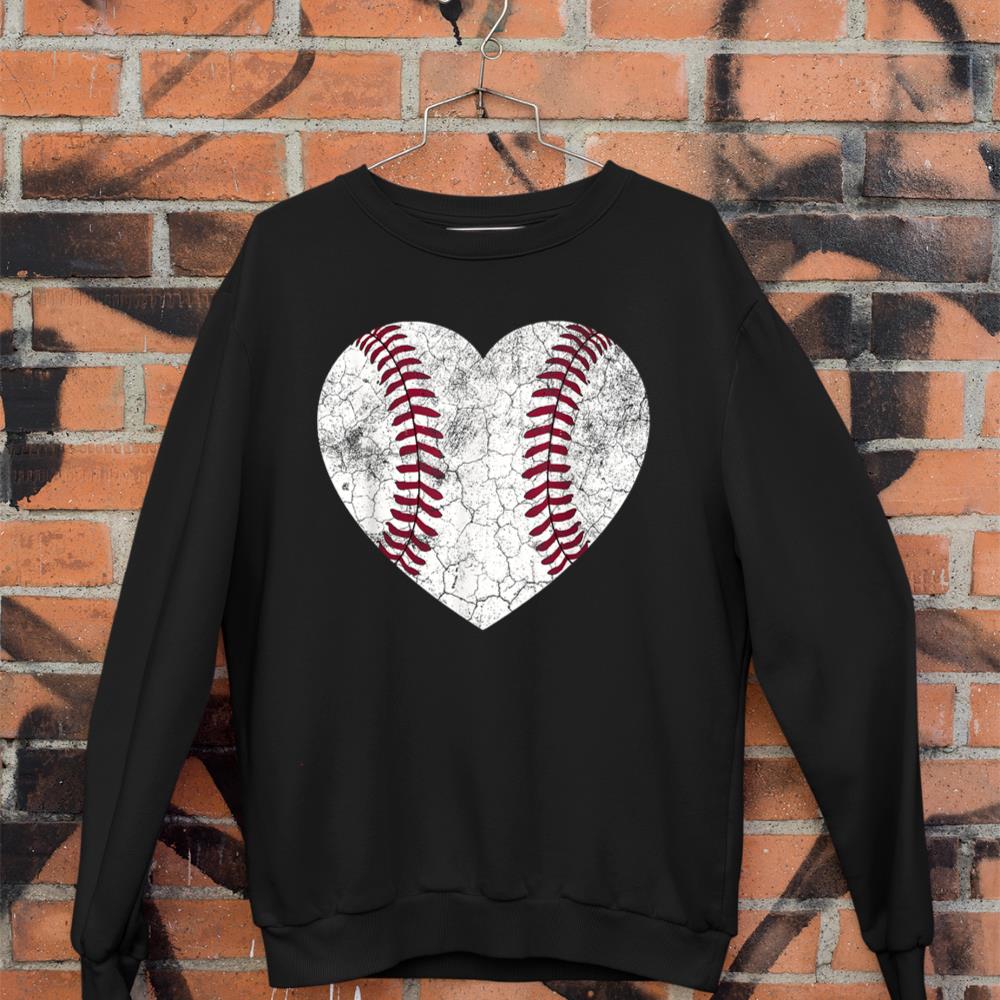 Baseball Heart Shirt Cute Mom Dad Men Women Softball Gift Sweatshirt