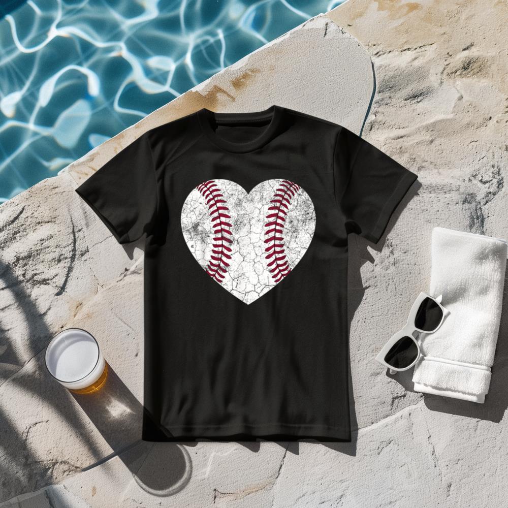 Baseball Heart Shirt Cute Mom Dad Men Women Softball Gift T-Shirt