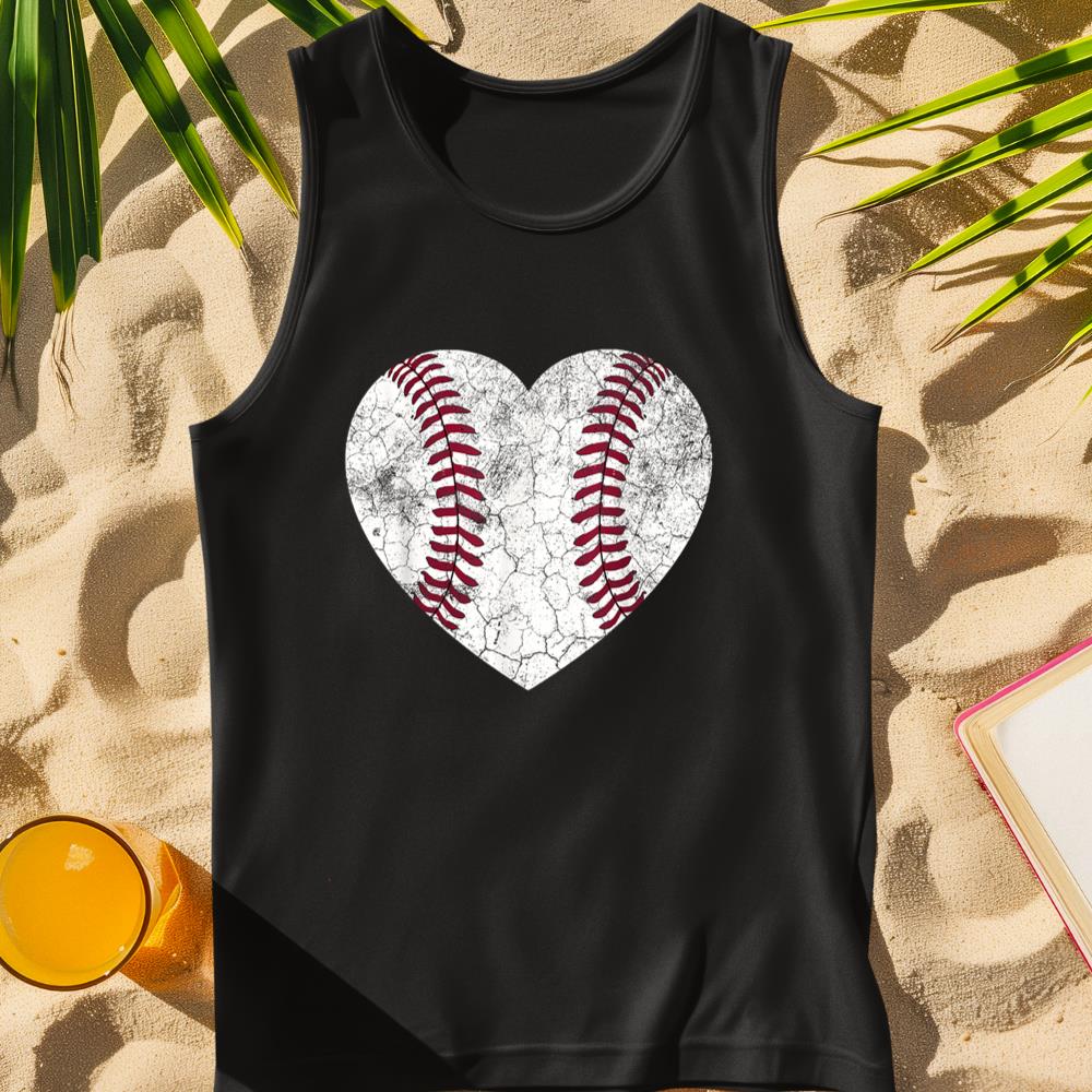 Baseball Heart Shirt Cute Mom Dad Men Women Softball Gift Tank Top