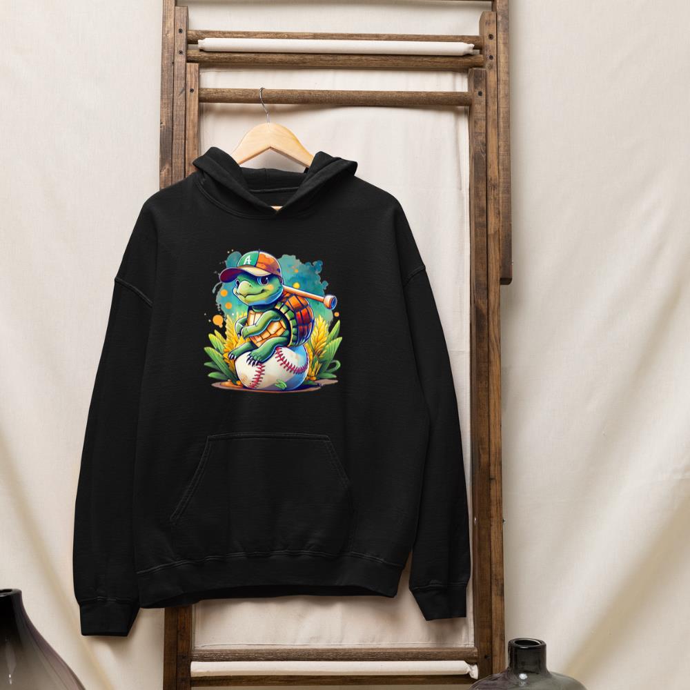 Baseball turtle cute motif, with baseball bat, ball Hoodie