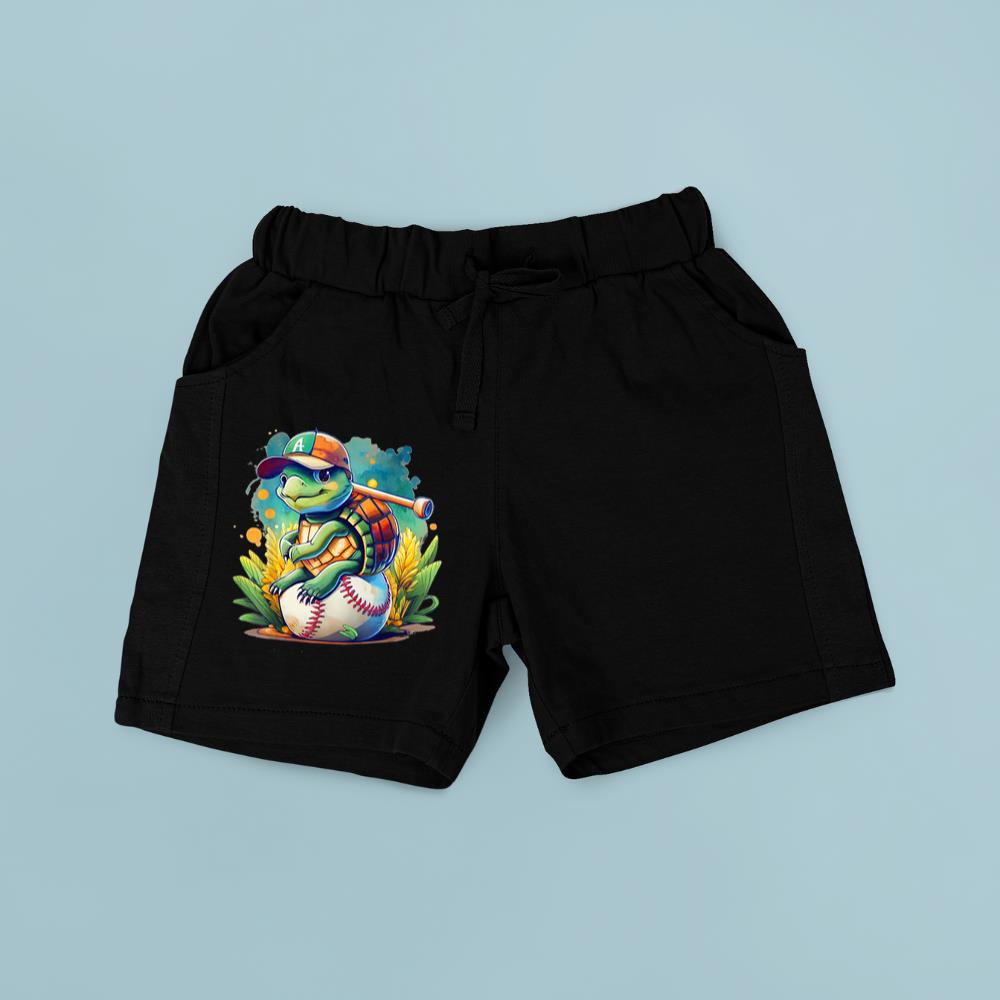 Baseball turtle cute motif, with baseball bat, ball Short