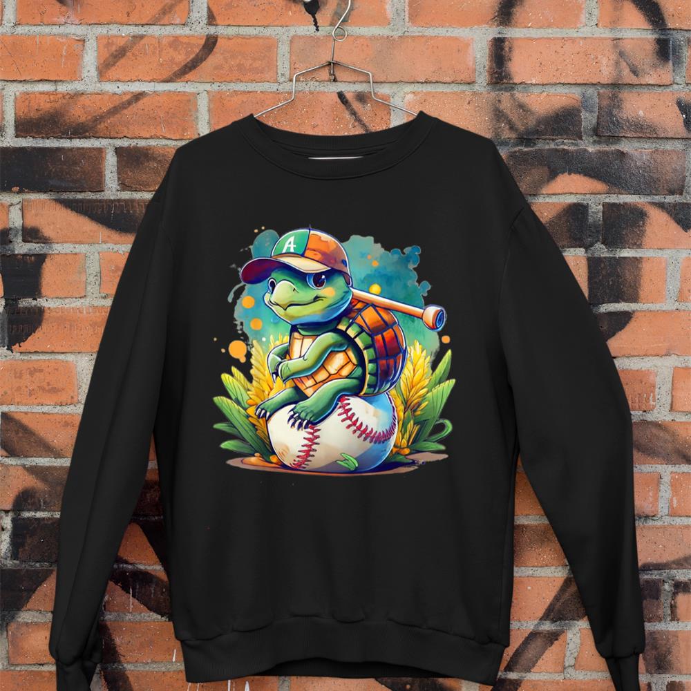 Baseball turtle cute motif, with baseball bat, ball Sweatshirt