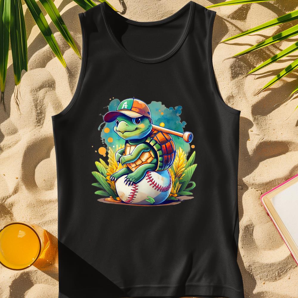 Baseball turtle cute motif, with baseball bat, ball Tank Top