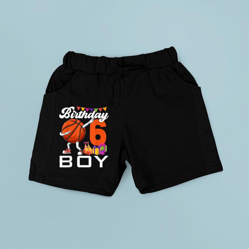 Birthday Boy 6 Years Old Dabbing Basketball Ball 6th Birthda Short