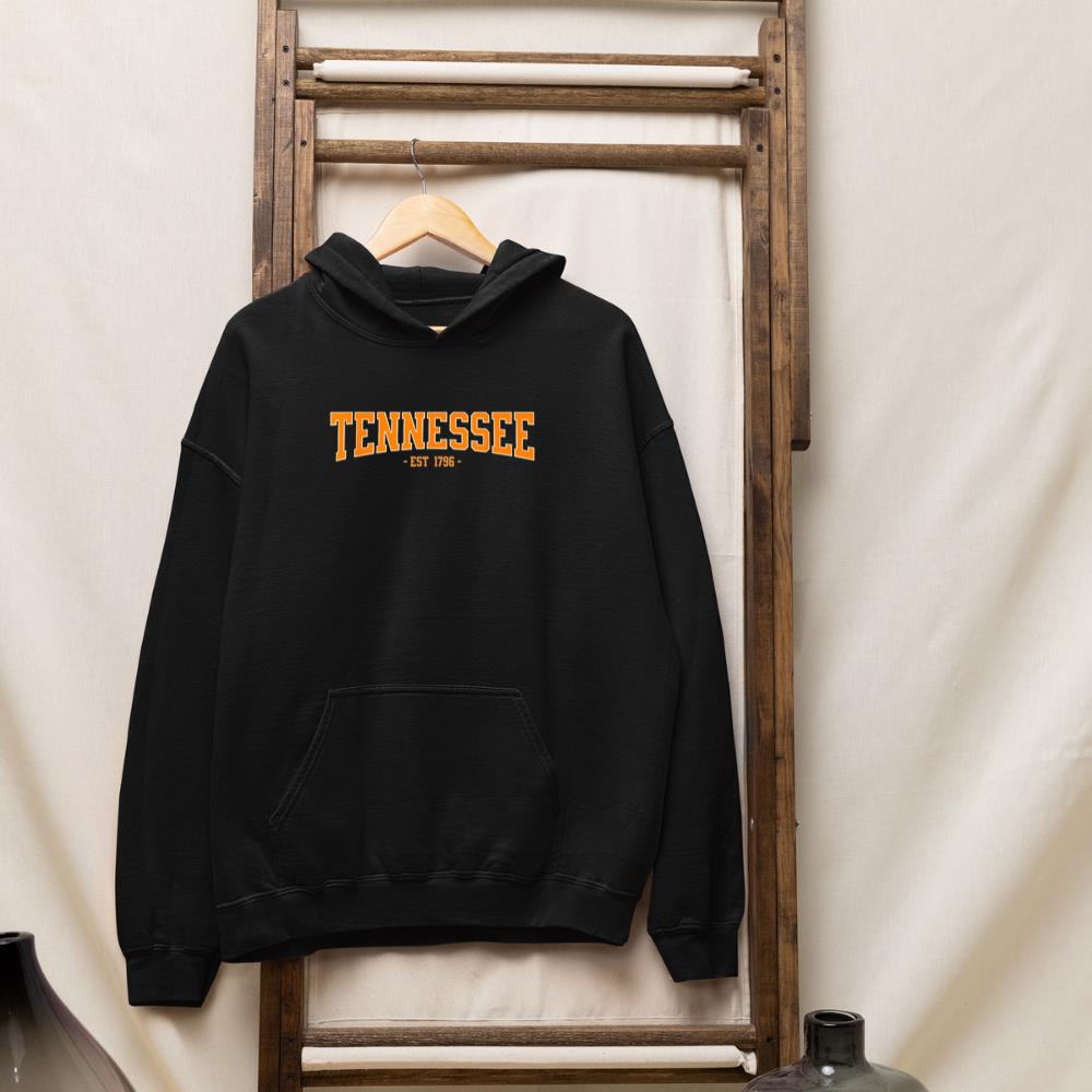 Classic TN Orange Print Retro Varsity Vintage Tennessee Hoodie