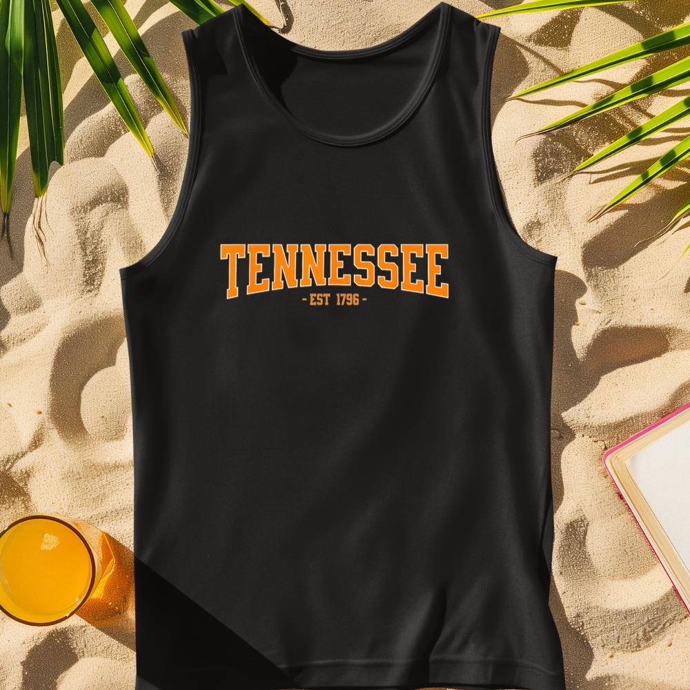 Classic TN Orange Print Retro Varsity Vintage Tennessee Tank Top