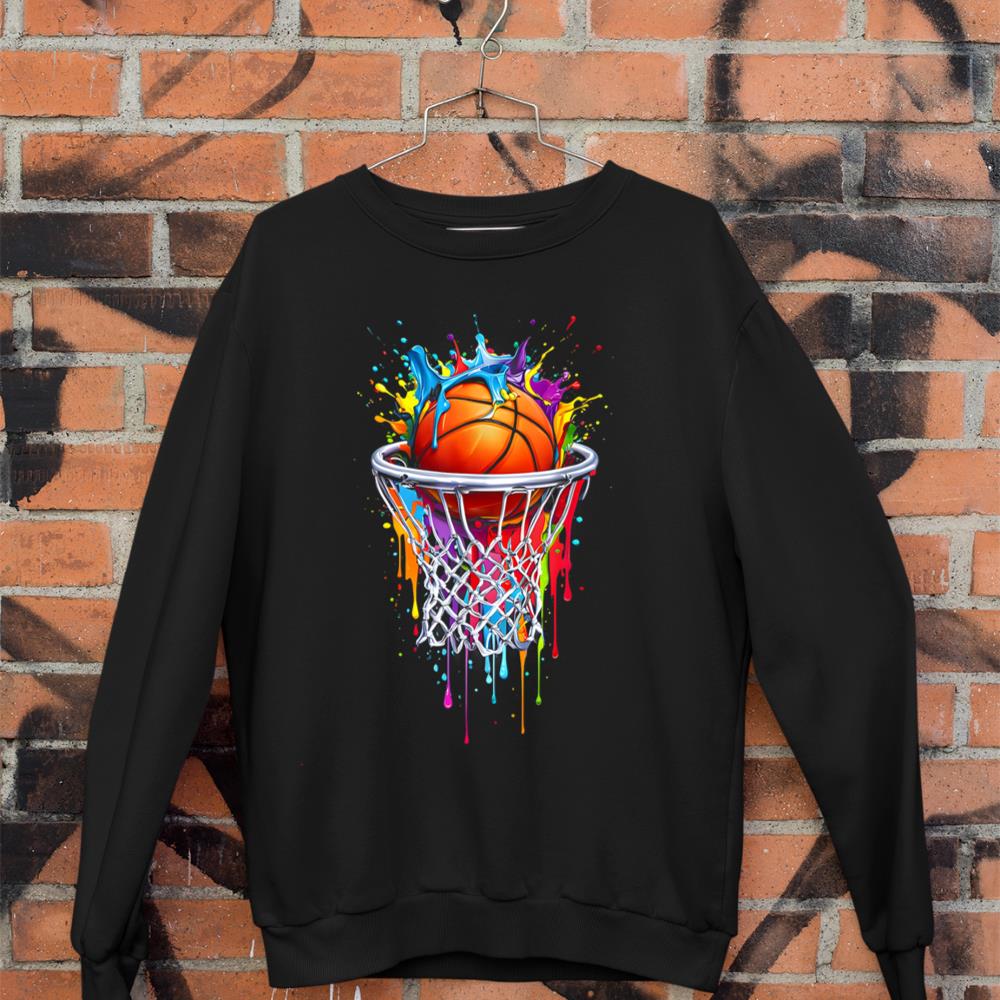 Colorful Basketball Dripping Splash Funny Players Design Sweatshirt
