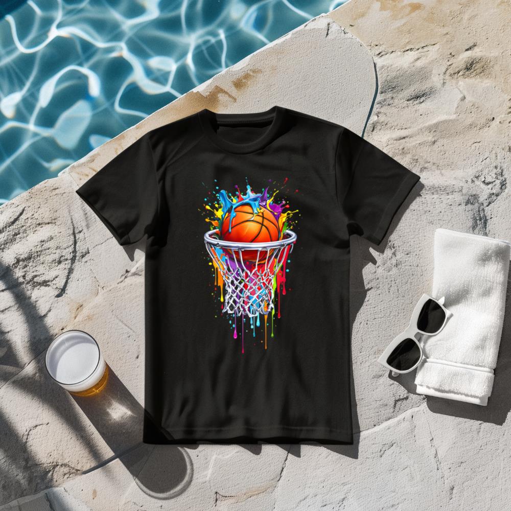 Colorful Basketball Dripping Splash Funny Players Design T-Shirt