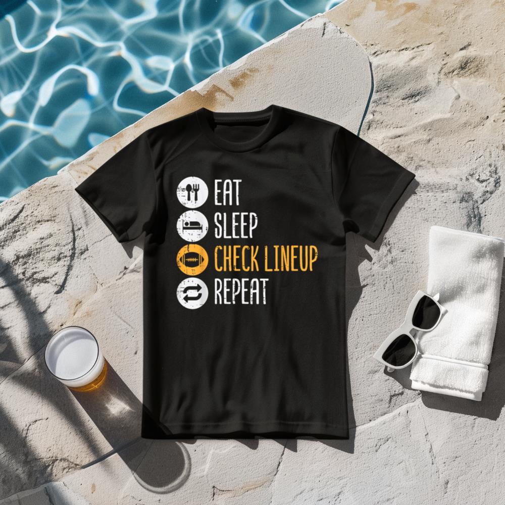 Eat Sleep Check Lineup Repeat Fantasy Football Men Boys Kids T-Shirt