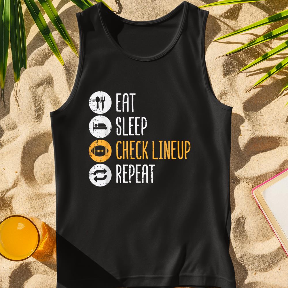 Eat Sleep Check Lineup Repeat Fantasy Football Men Boys Kids Tank Top