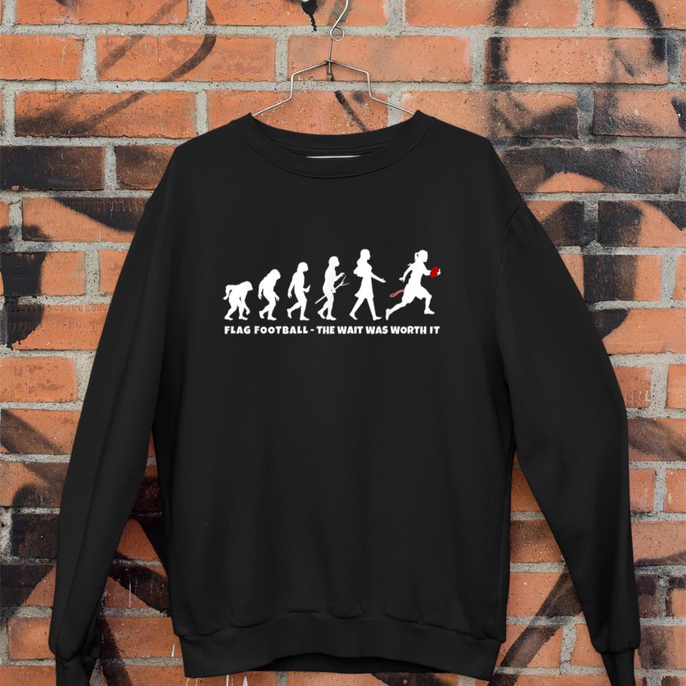 Flag Football Evolution of Girl or Women on Flag Football Sweatshirt