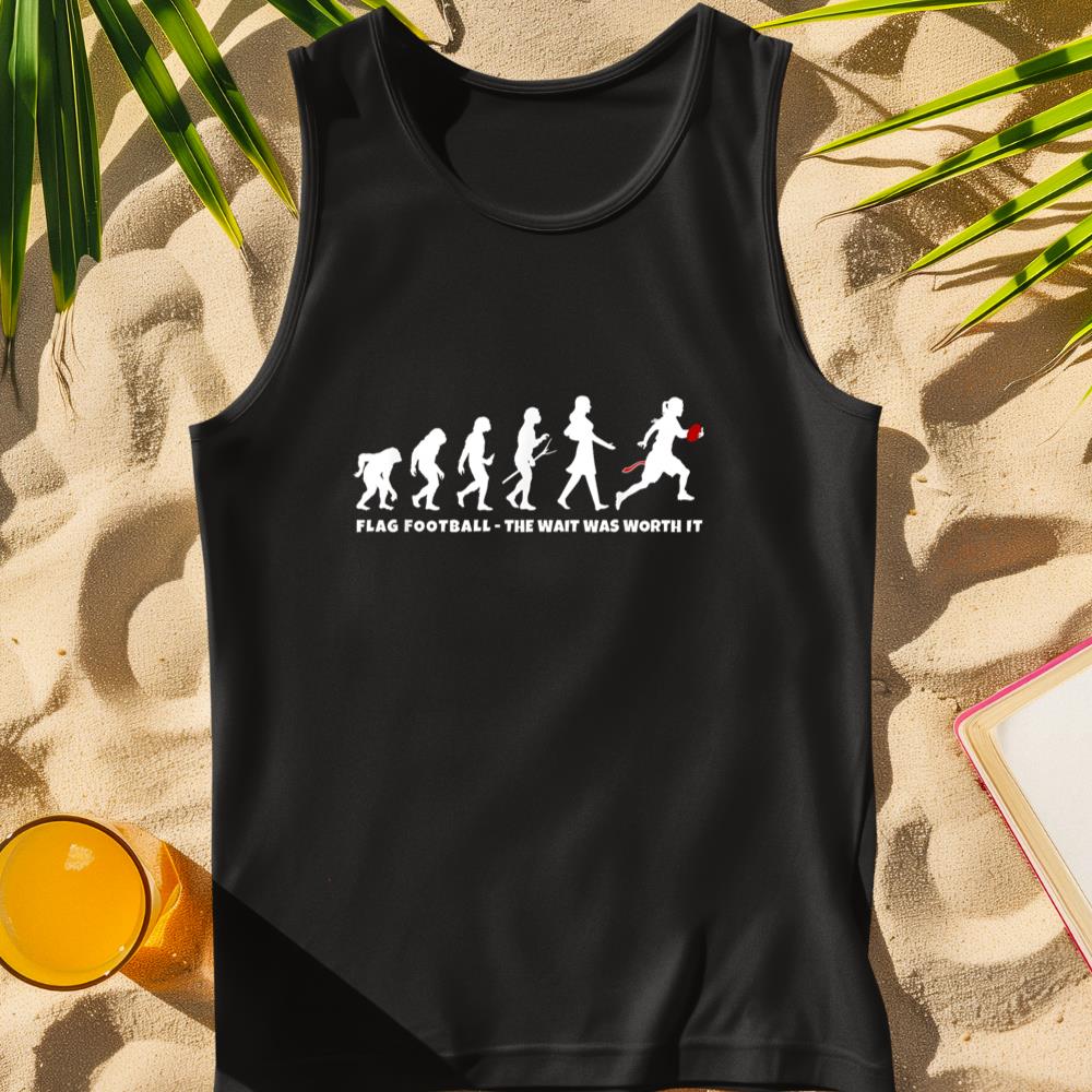 Flag Football Evolution of Girl or Women on Flag Football Tank Top