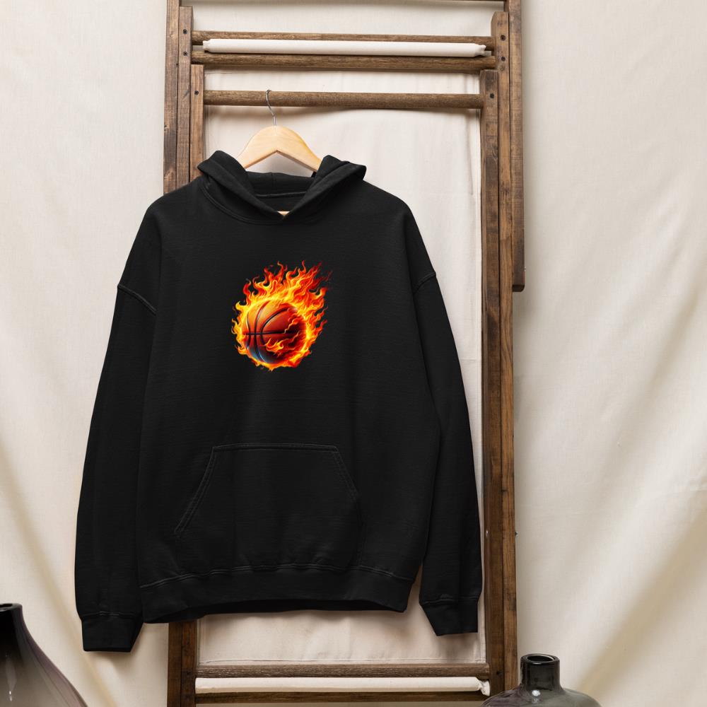 Flames Basketball Fire Basketball Jersey Fire Graphic Hoodie