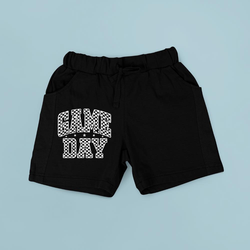 Football Game Day Checkered Men Women Kids Retro Graphic Short