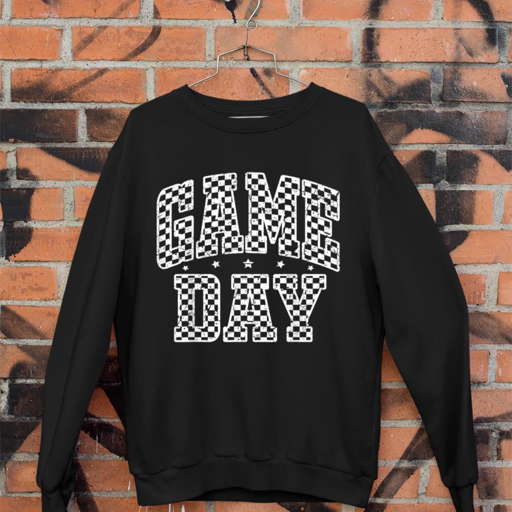 Football Game Day Checkered Men Women Kids Retro Graphic Sweatshirt