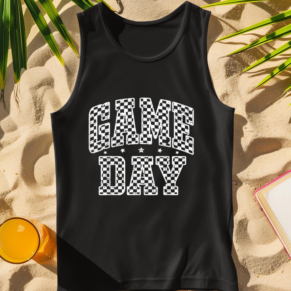 Football Game Day Checkered Men Women Kids Retro Graphic Tank Top