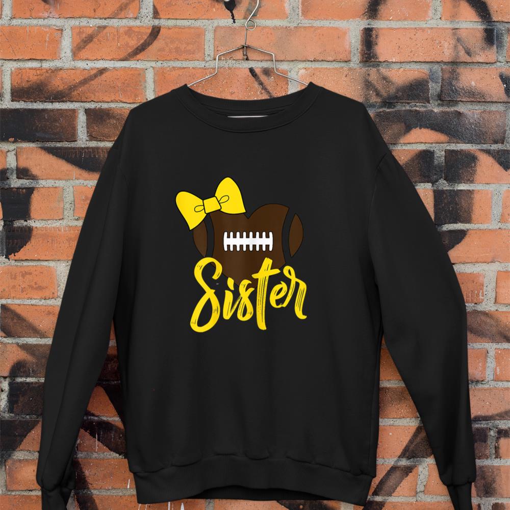 Football Sister Shirt Football Sister Bow Shirt Yellow Gold Sweatshirt