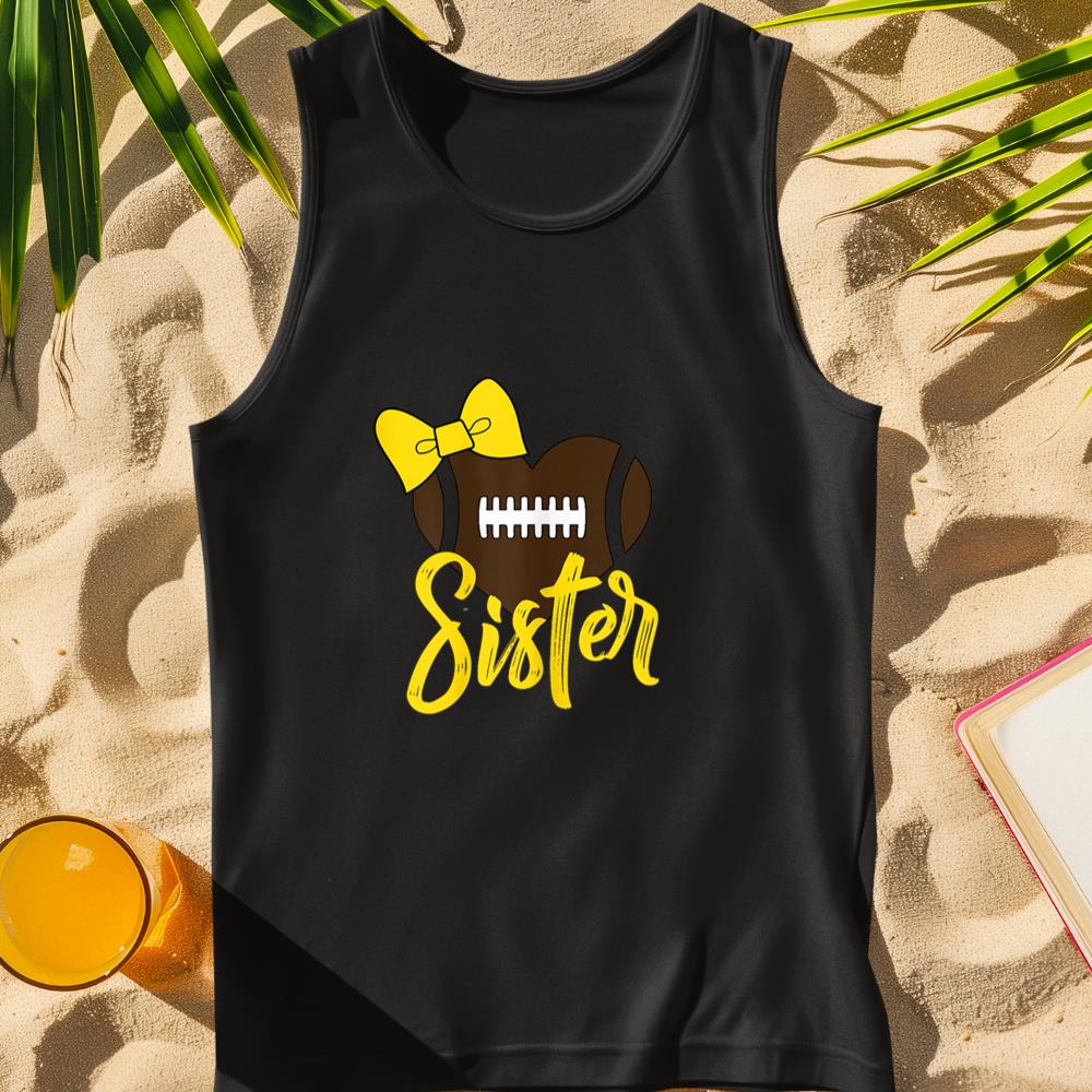 Football Sister Shirt Football Sister Bow Shirt Yellow Gold Tank Top
