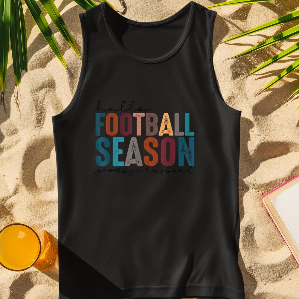 Hello Football Season Goodbye Husband Vintage Football Wife Tank Top