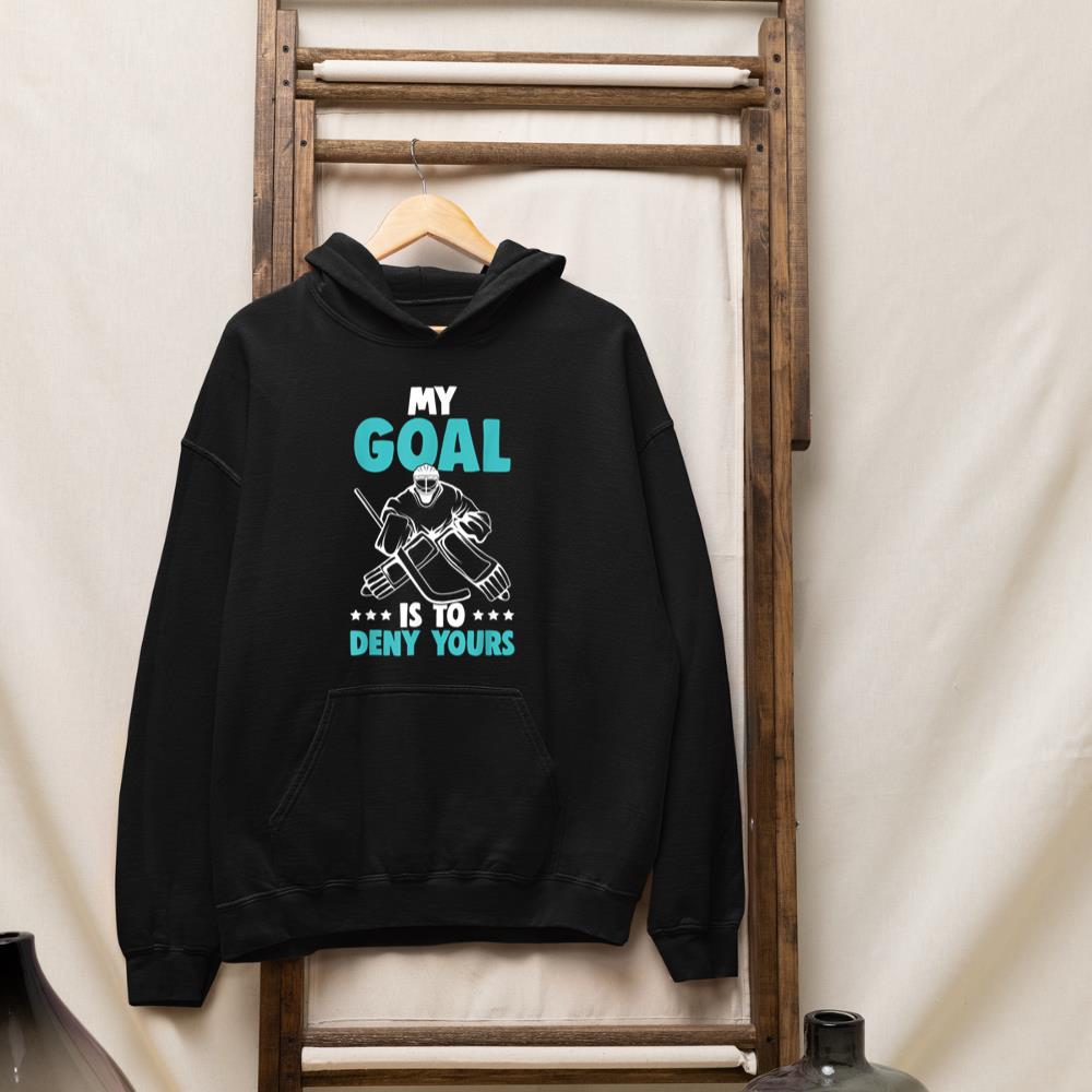 Ice Hockey Goalie My Goal Is To Deny Yours Hockey Kids Boys Hoodie