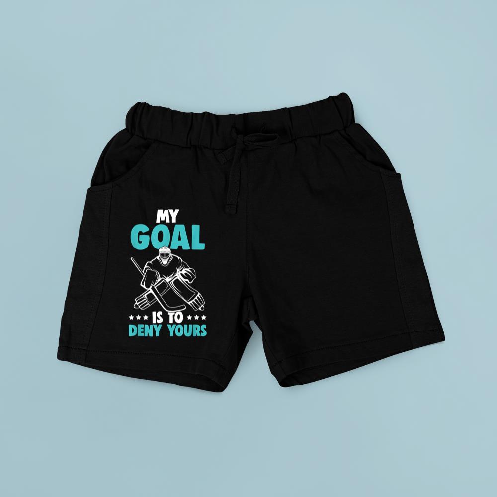 Ice Hockey Goalie My Goal Is To Deny Yours Hockey Kids Boys Short