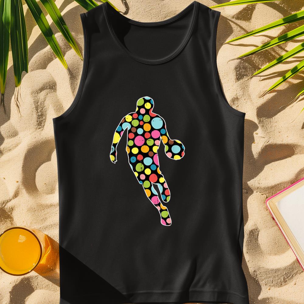 Inteernational Dot Art Basketball Player Dots Men Boys Kids Tank Top