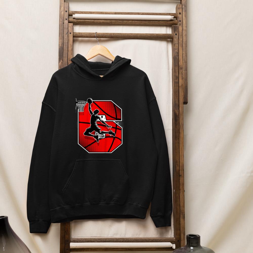 Kids 6 Year Old Basketball Theme 6th Birthday Slam Dunk Party Hoodie