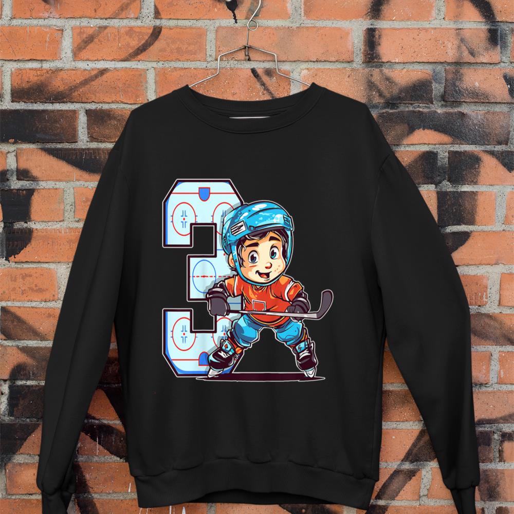 Kids Ice Hockey Birthday - 3 Year Old Boy - 3rd Birthday Sweatshirt