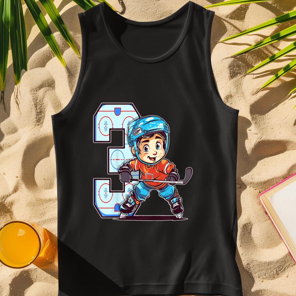 Kids Ice Hockey Birthday - 3 Year Old Boy - 3rd Birthday Tank Top