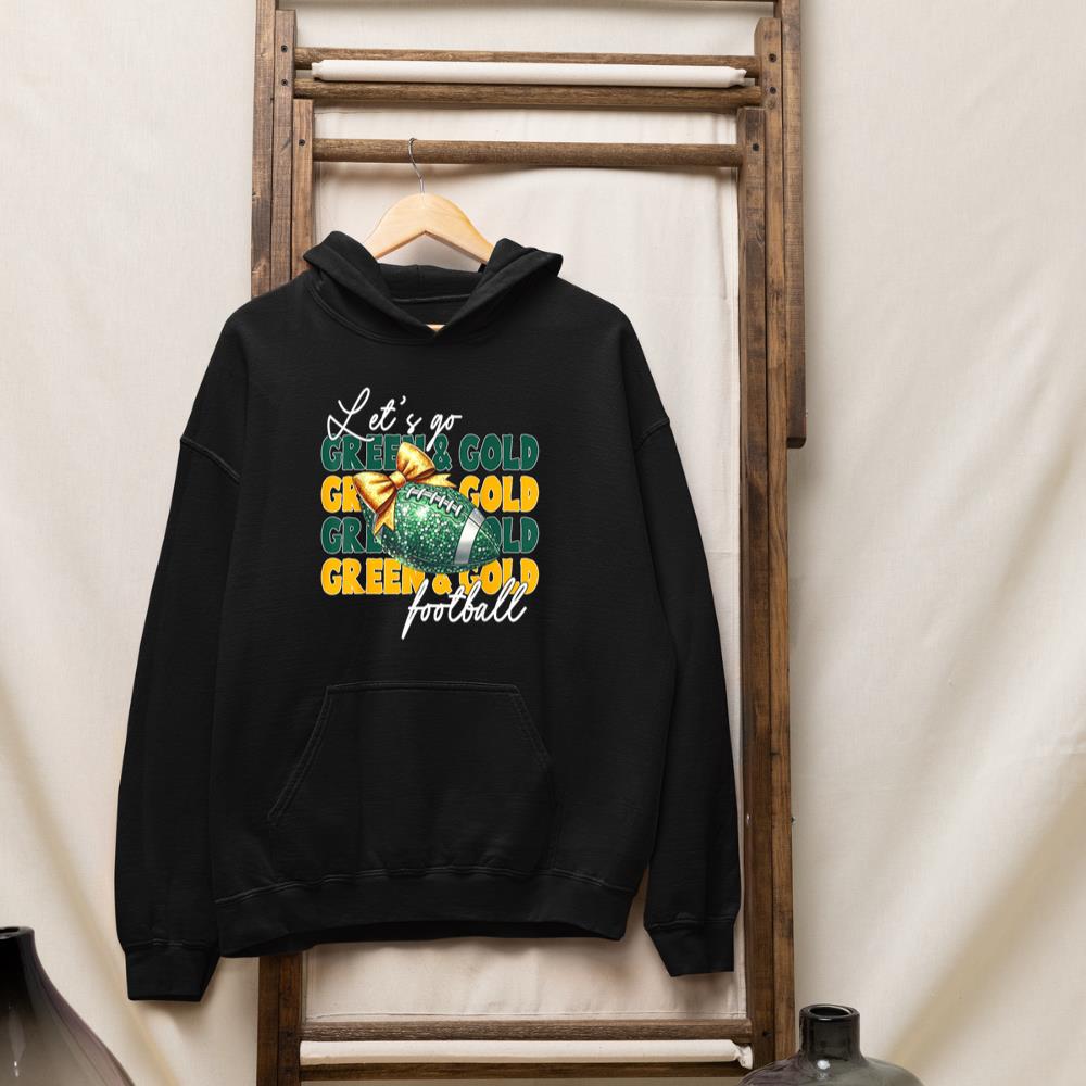 Let's Go Green & Gold Football Bow Hoodie