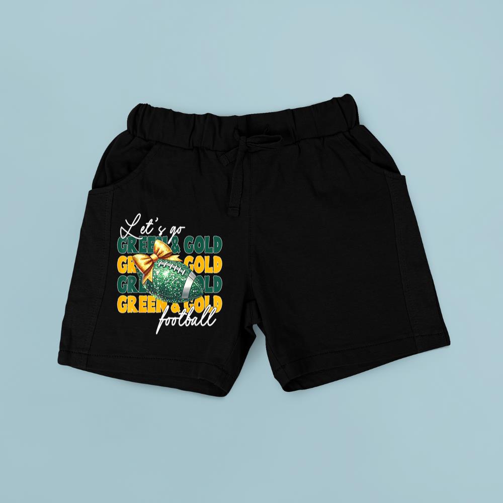 Let's Go Green & Gold Football Bow Short