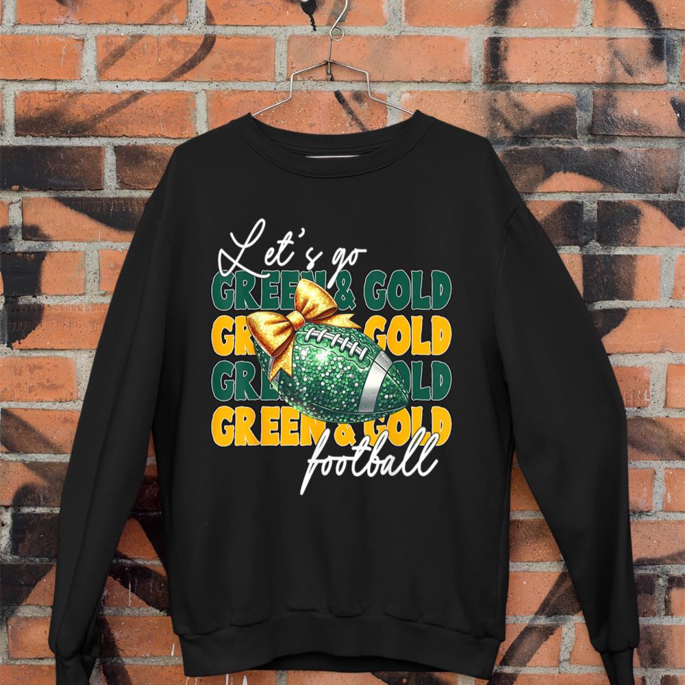 Let's Go Green & Gold Football Bow Sweatshirt