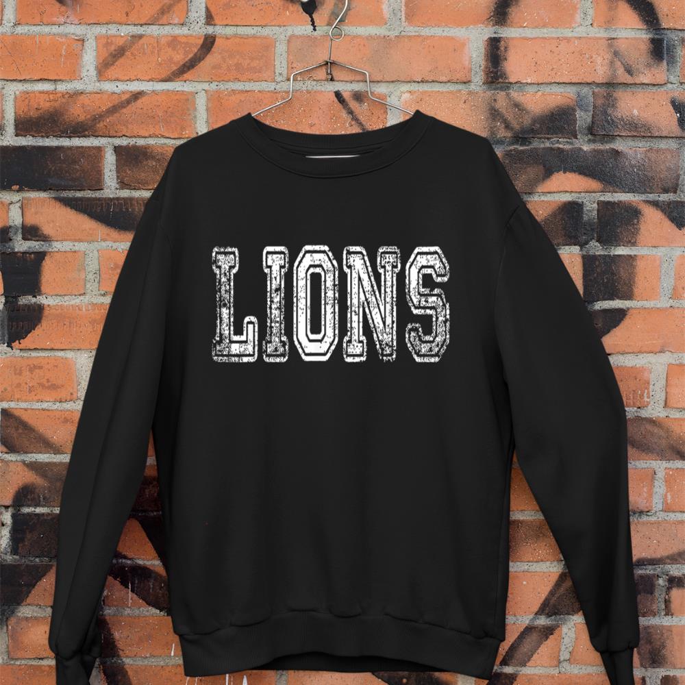 Lions Mascot Distressed Vintage School Sports Name Fans Sweatshirt