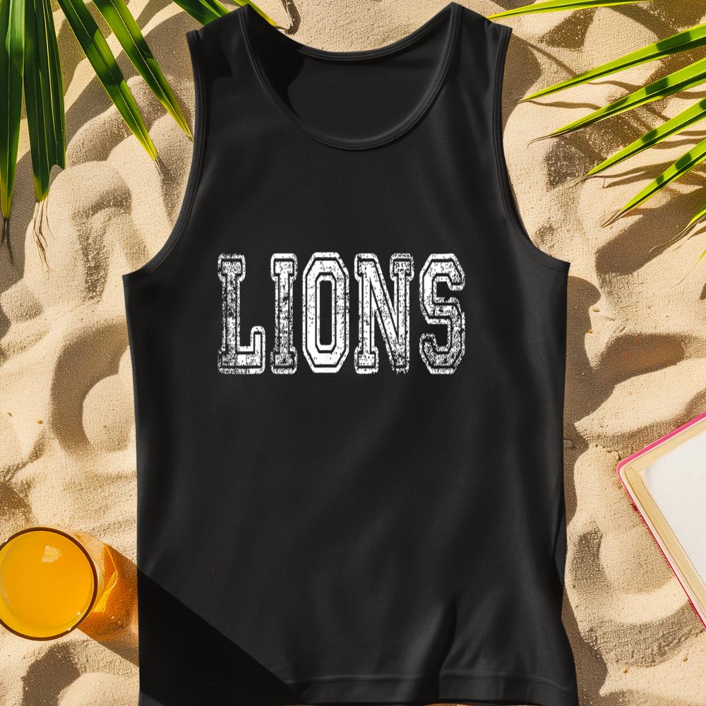 Lions Mascot Distressed Vintage School Sports Name Fans Tank Top