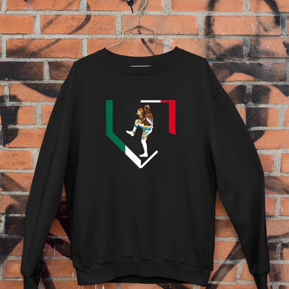 Mexico Baseball Pitcher Mexican Flag Home Plate Béisbol Team Sweatshirt