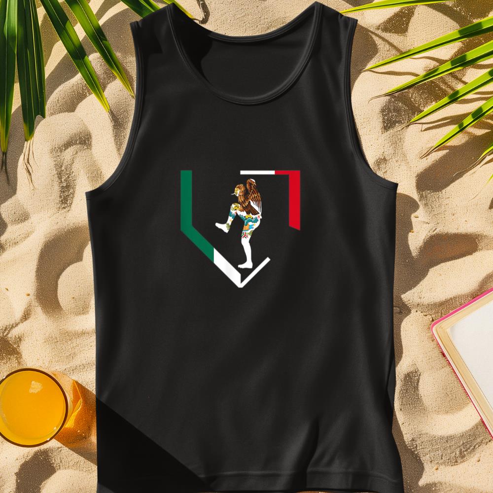 Mexico Baseball Pitcher Mexican Flag Home Plate Béisbol Team Tank Top