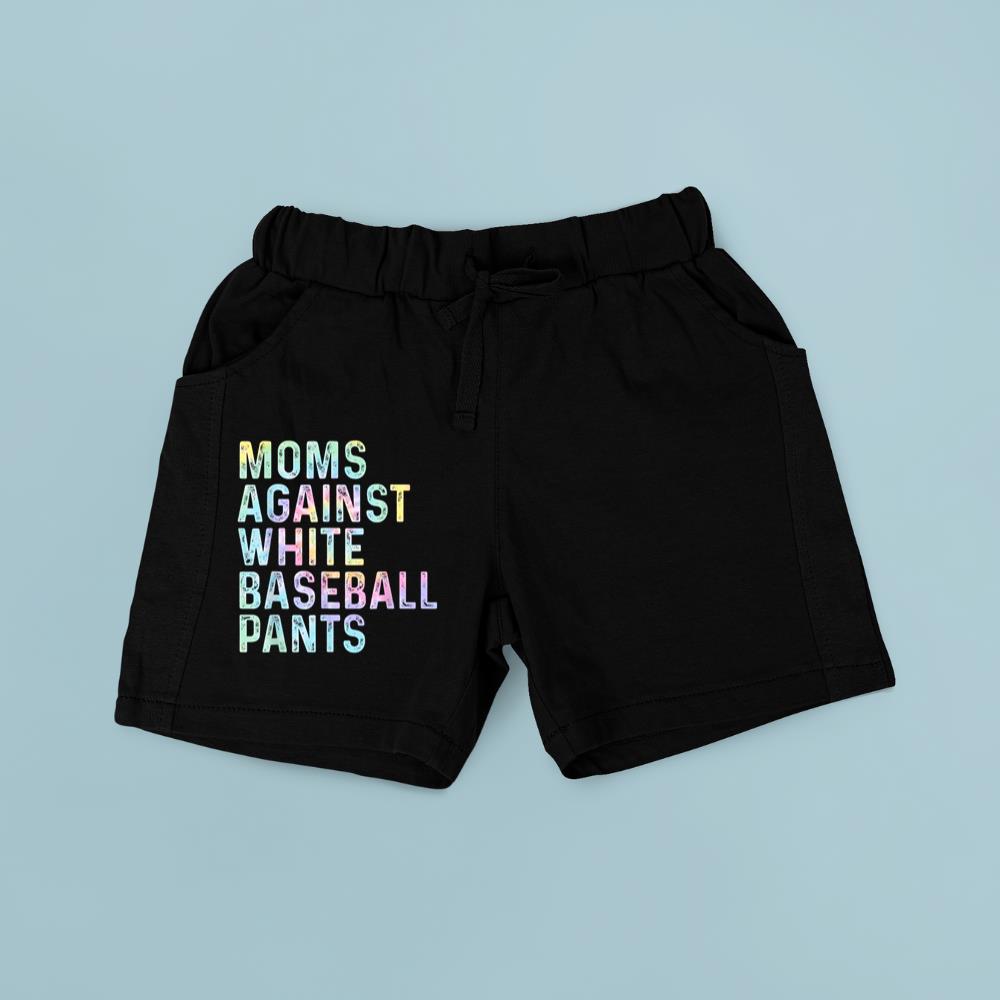 Moms Against White Baseball Pants Tie Dye Short